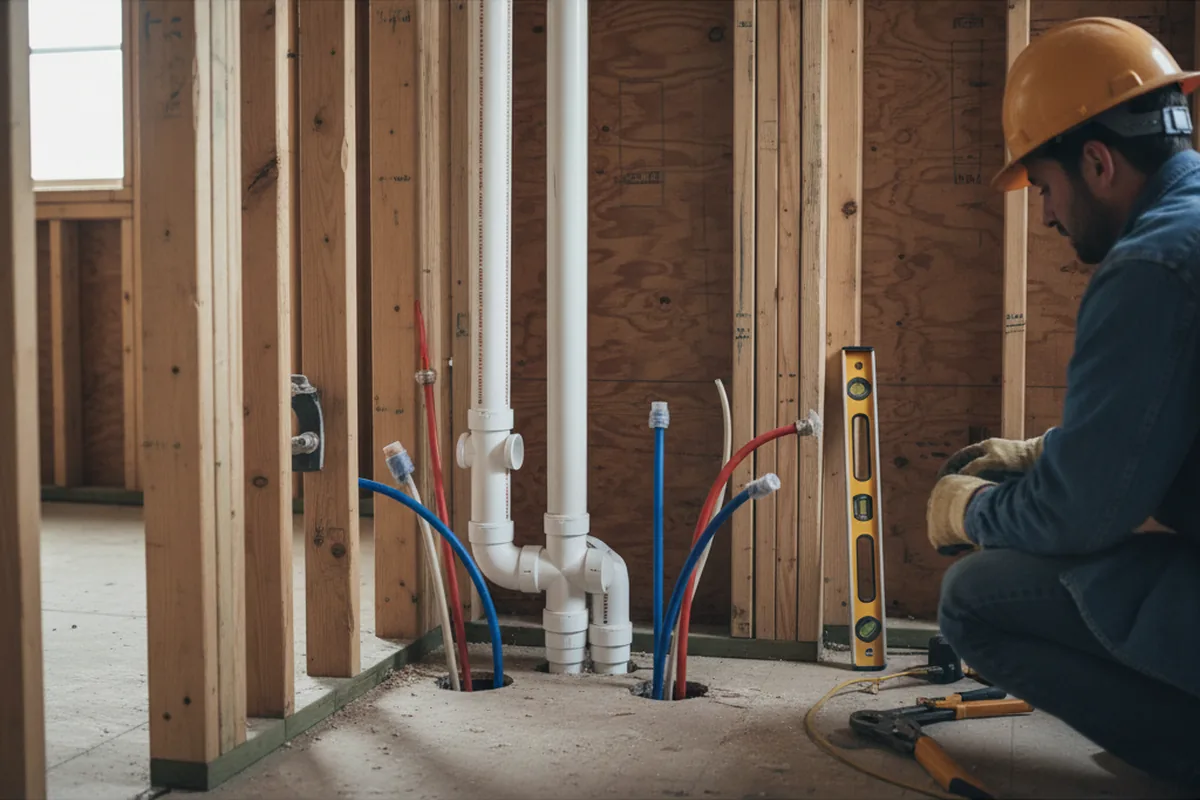 Drain and supply rough-in during Sump Pump Repair in Ferndale